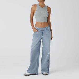 NEW Halara Low Rises Asymmetric Baggy Wide Leg Light Wash Size M (8-10) Regular